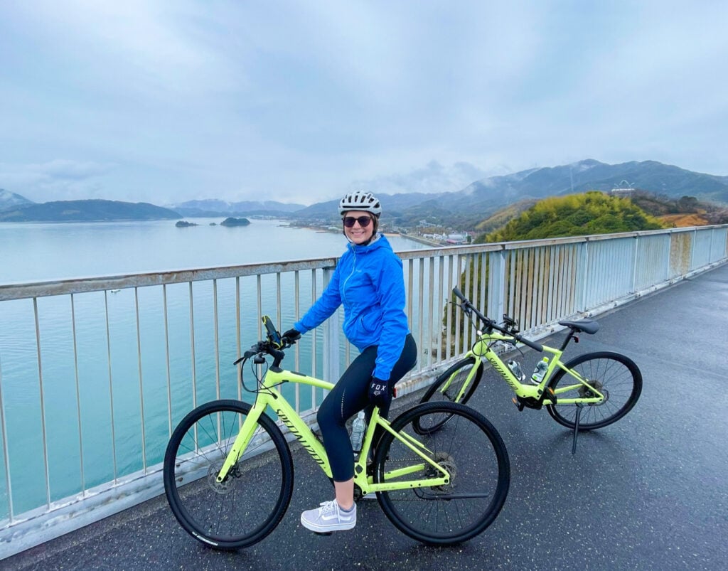 View of the islands on Shimanami Kaido cycling trails.