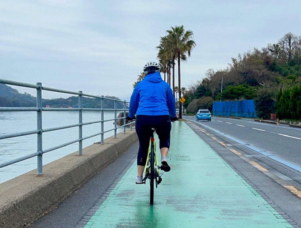 Bike path on the Shimanami Kaido cycling route.