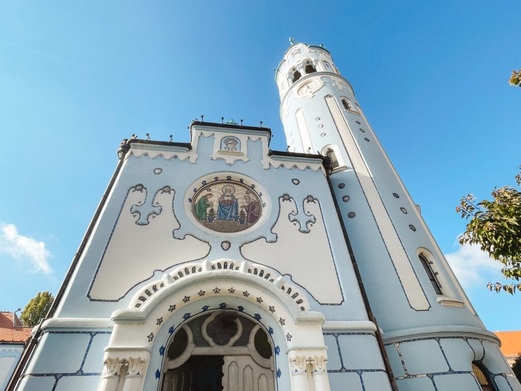 Outside facade of the Blue Church in Bratislava, Slovakia