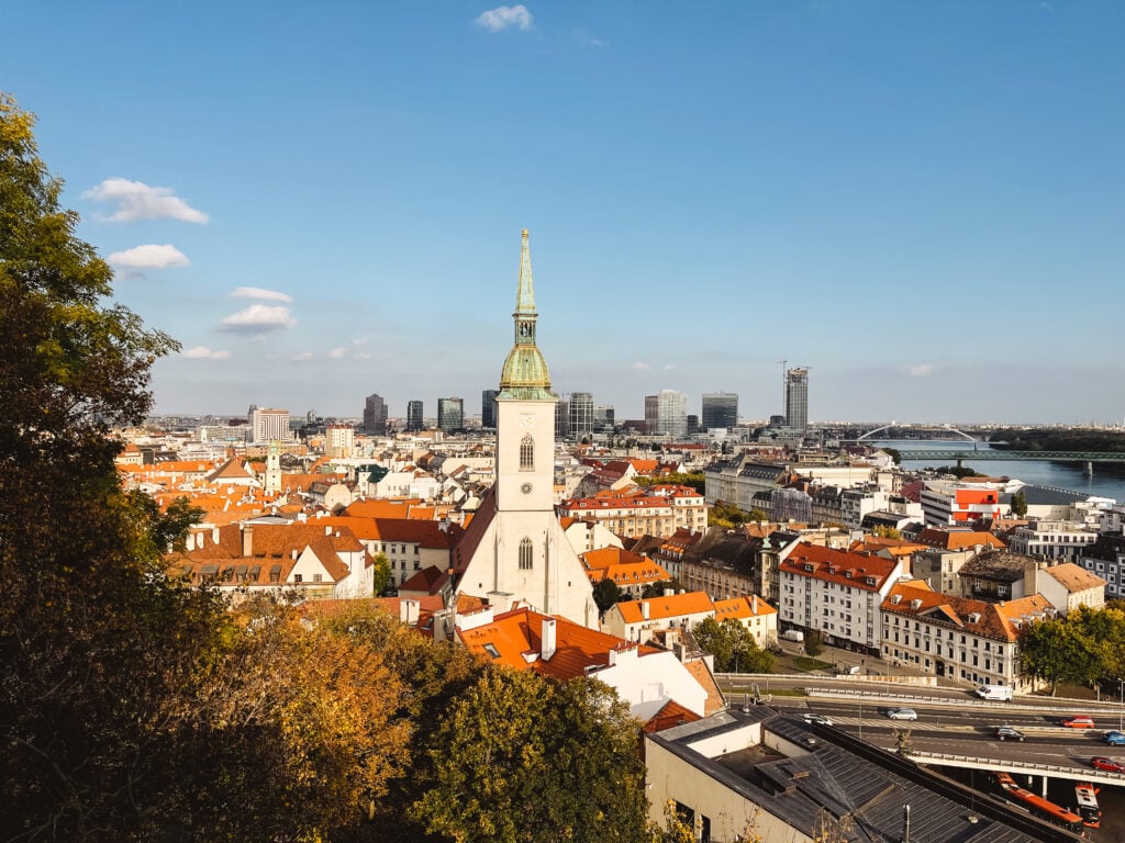 View of St. Michael's Cathedral from Bratislava Palace. 