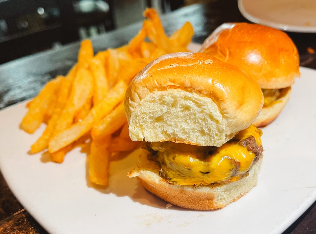 Cheeseburger sliders and fries from Patricks in Sarasota, Florida