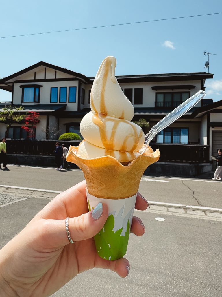Purin (pudding) ice cream from Kakunodate, Japan