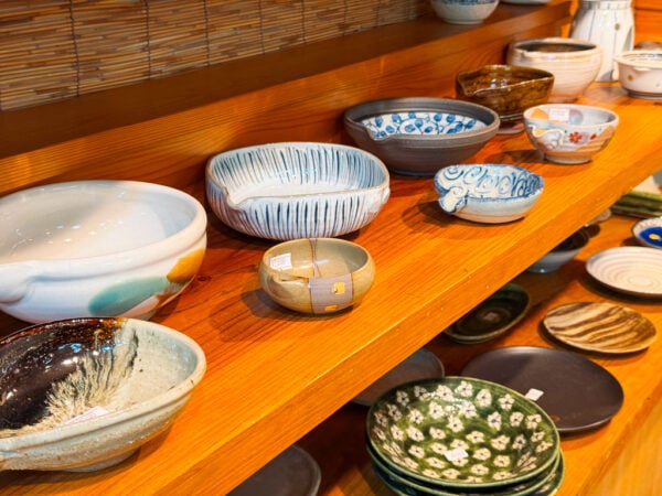 Various pottery pieces from a small pottery store in Kurokawa Onsen, Japan