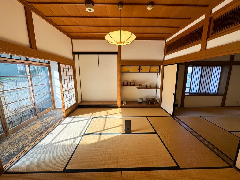 View of a tatami room at the Kaneko Family House in Akita, Japan